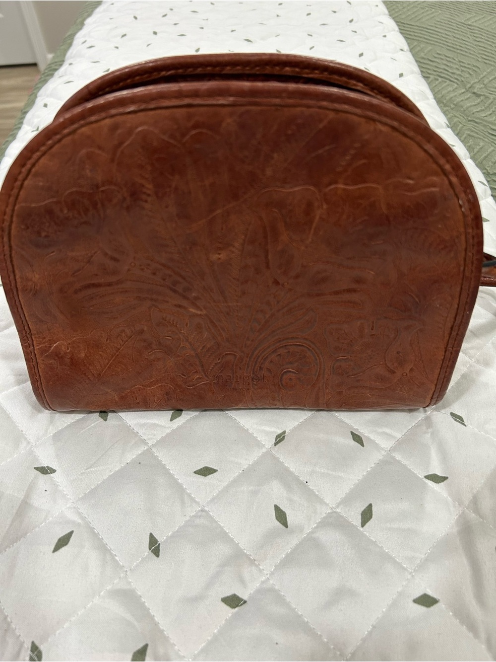 margot Cognac Textured Leather Crossbody Bag